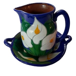 Pottery, pitcher and matching bowl